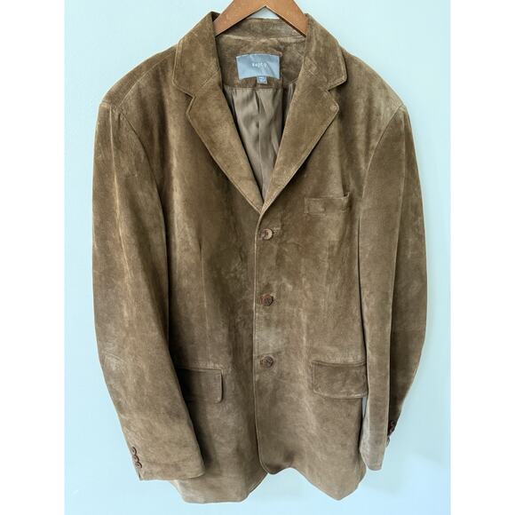 Vintage Apt 9 Mens Suede Jacket Coat Blazer Brown Size 46L Casual Career 90s Y2K - Picture 1 of 10